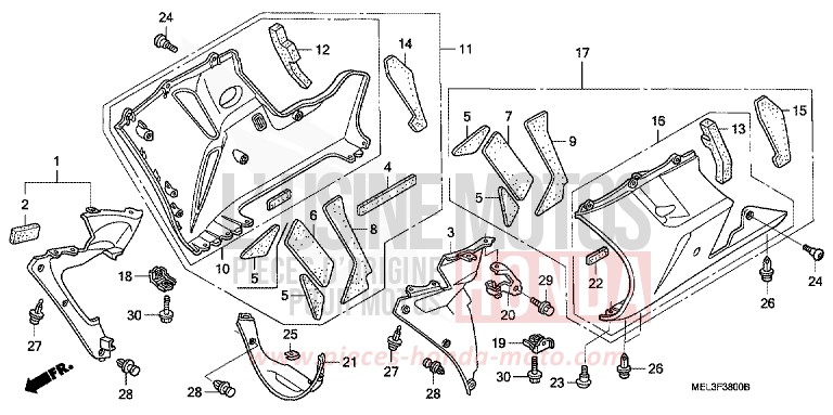 CAPOT INFERIEUR (CBR1000RR4/5) von CBR1000RR "Fireblade" WINNING RED (R258BB) von 2004
